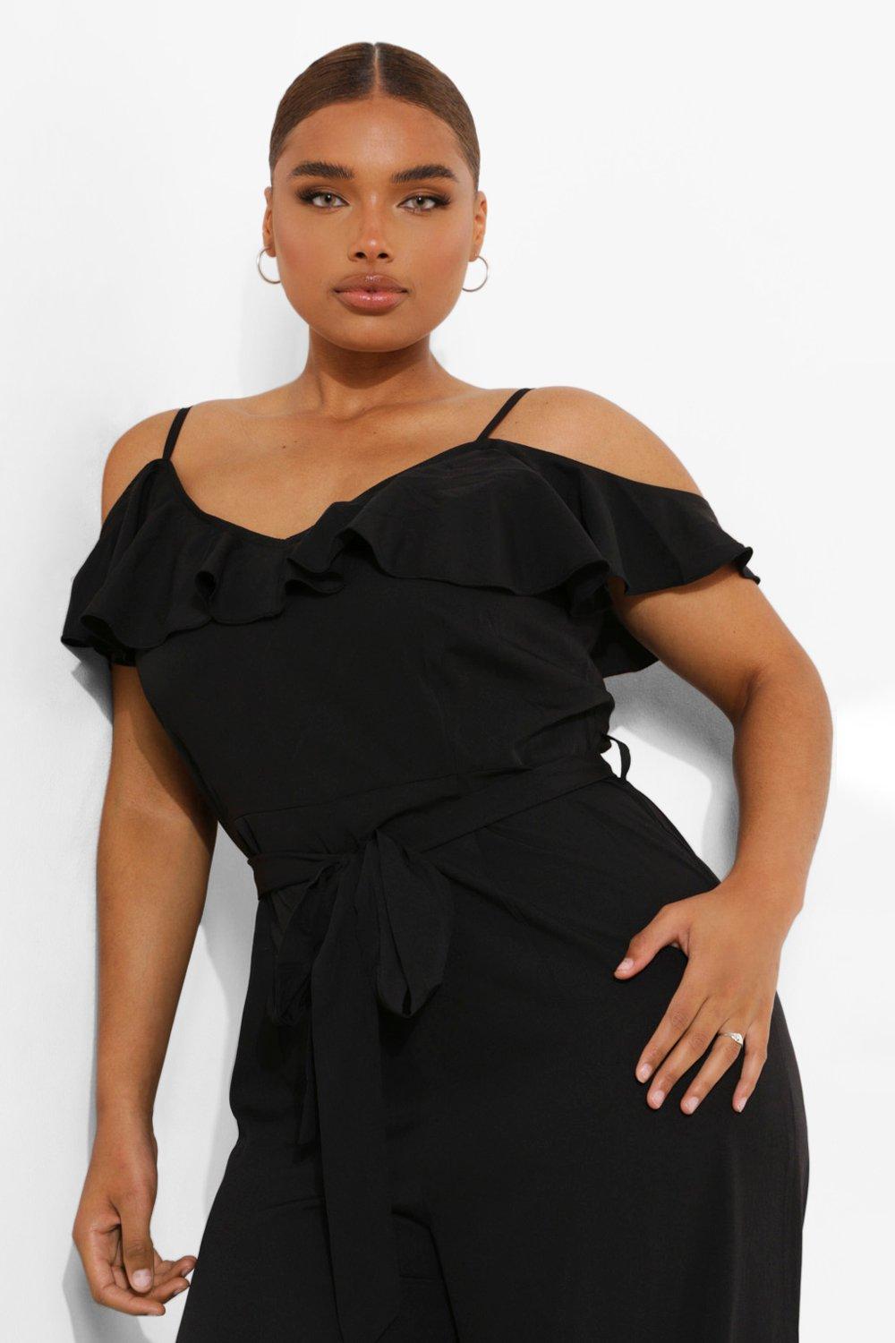 Boohoo cold cheap shoulder jumpsuit