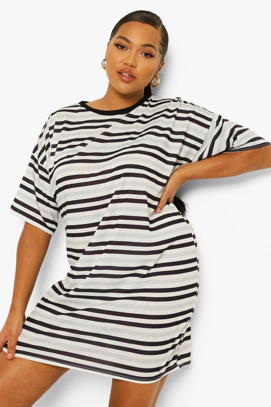 Black Plus Stripe T Shirt Dress image number 1