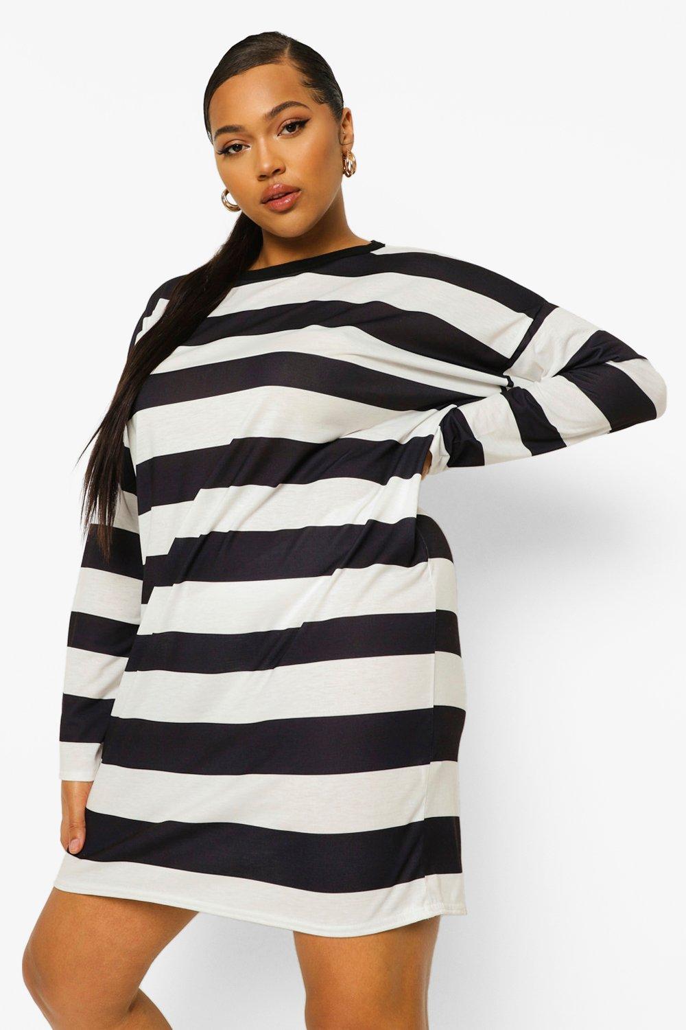 striped t shirt dress long sleeve