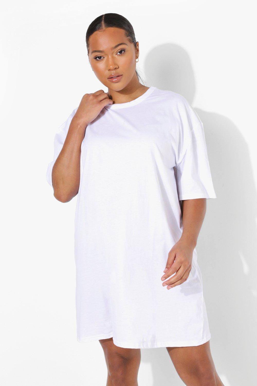 Plus size white shop t shirt dress