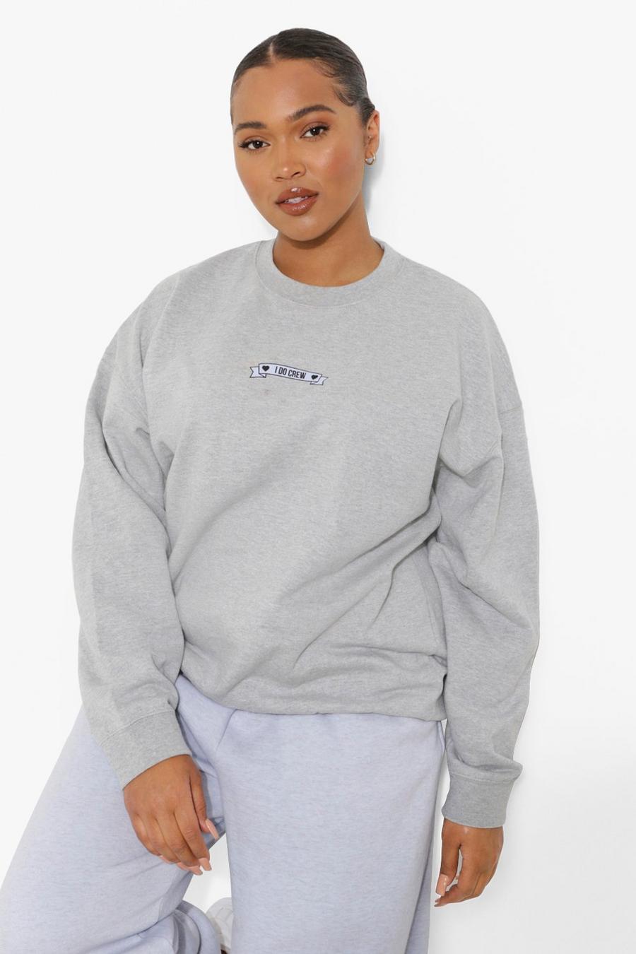 Grande taille - Sweat I Do Crew, Grey marl image number 1