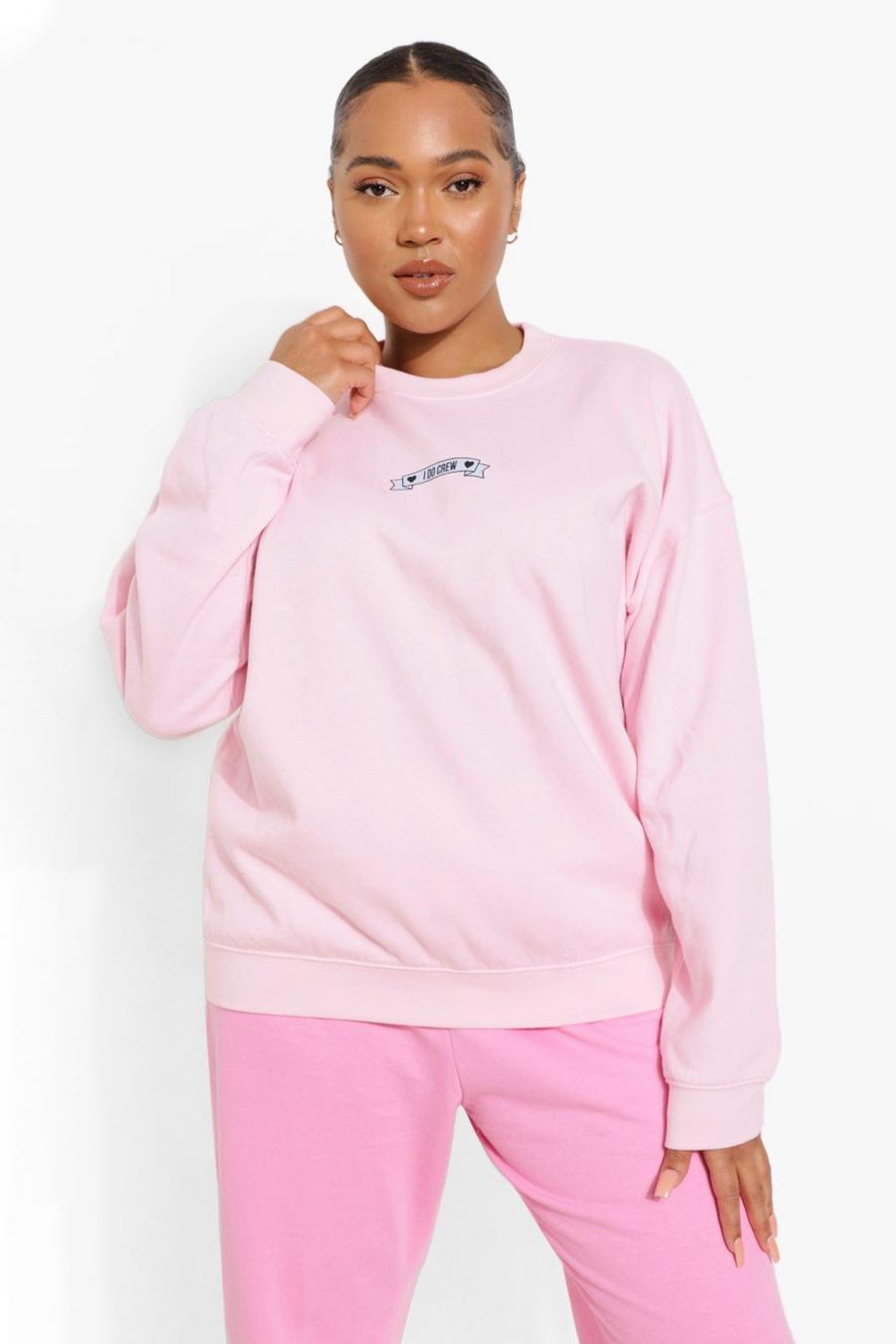 Grande taille - Sweat I Do Crew, Pale pink image number 1