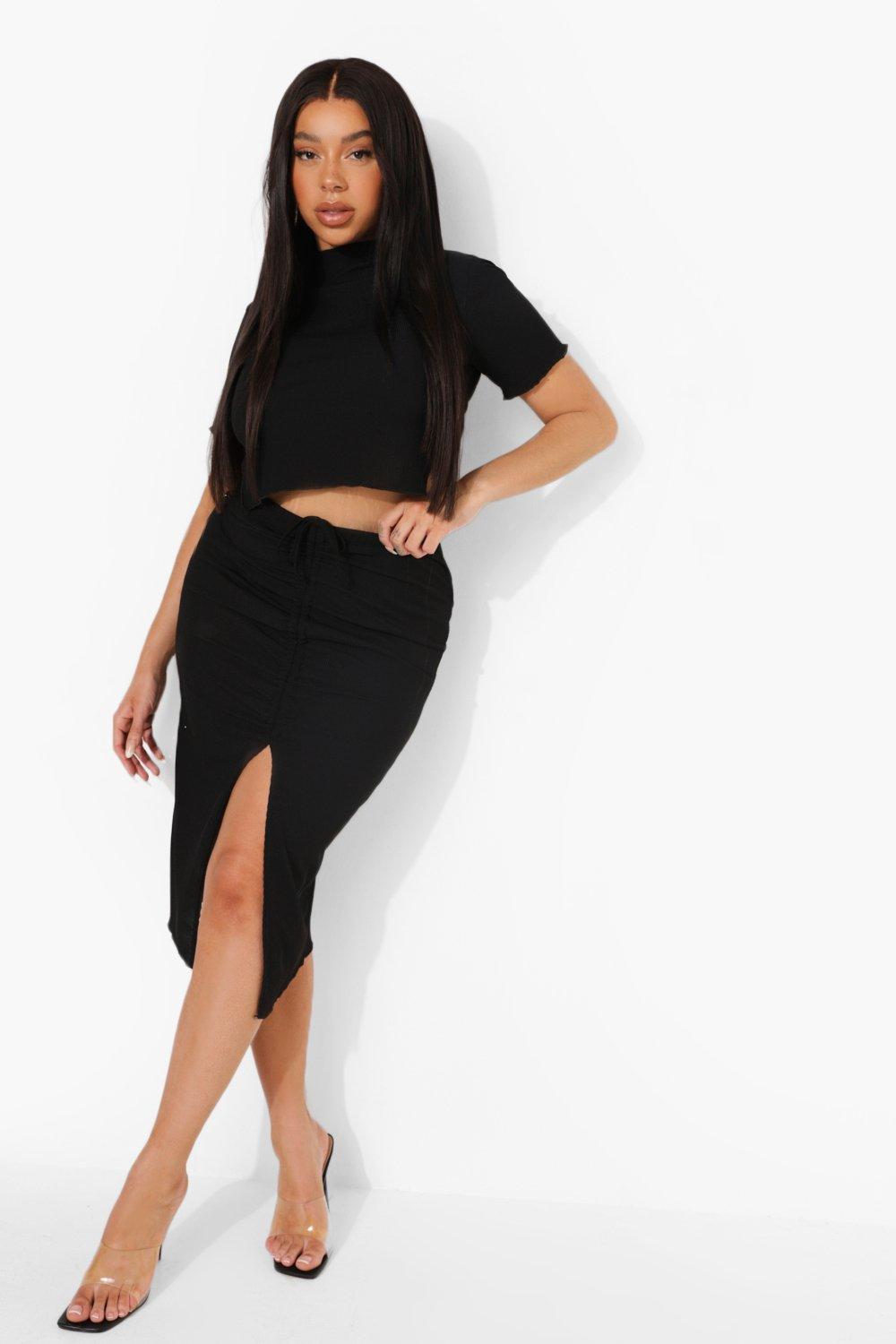 Black midi hotsell skirt two piece