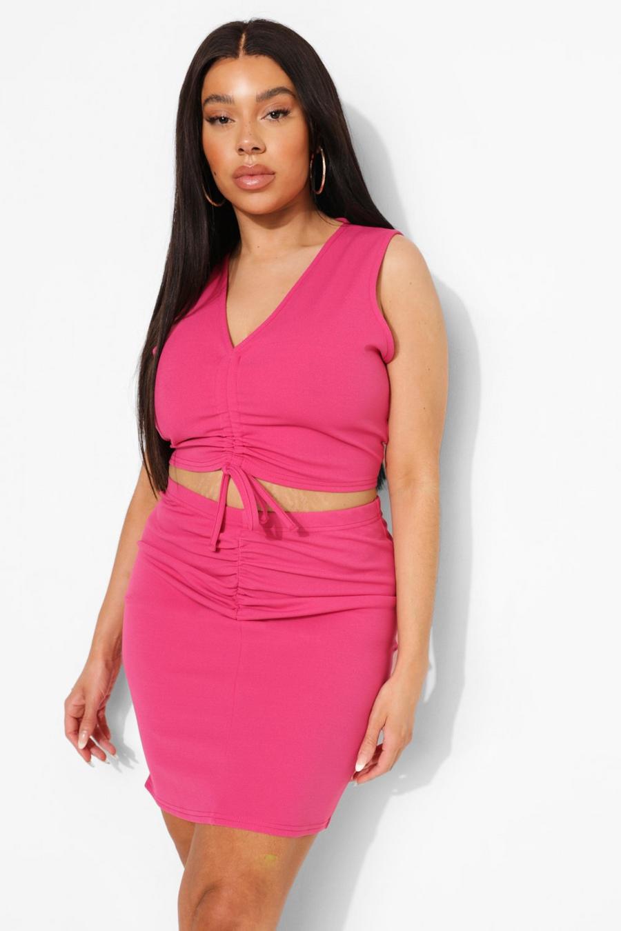Pink Plus Ruching Skirt Co-Ord image number 1
