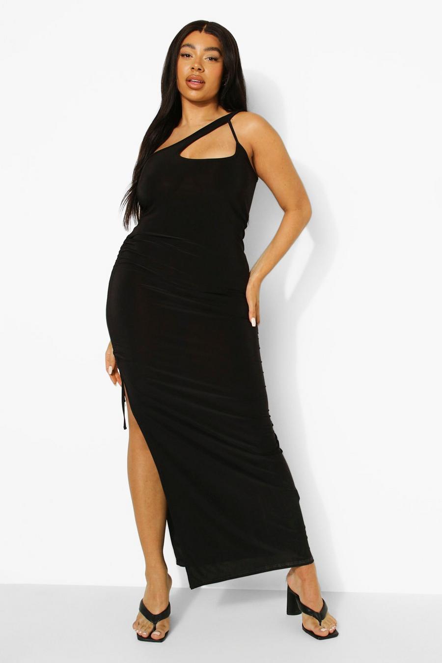 Black Plus - One shoulder-klänning med rynkade sidor image number 1