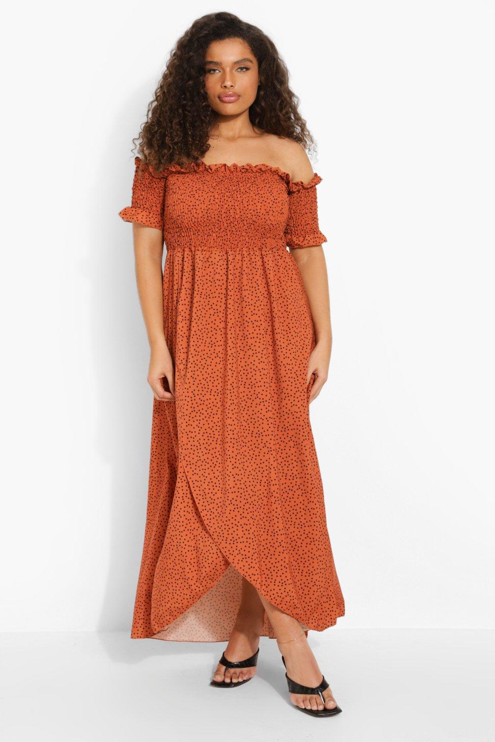 red off shoulder dress plus size