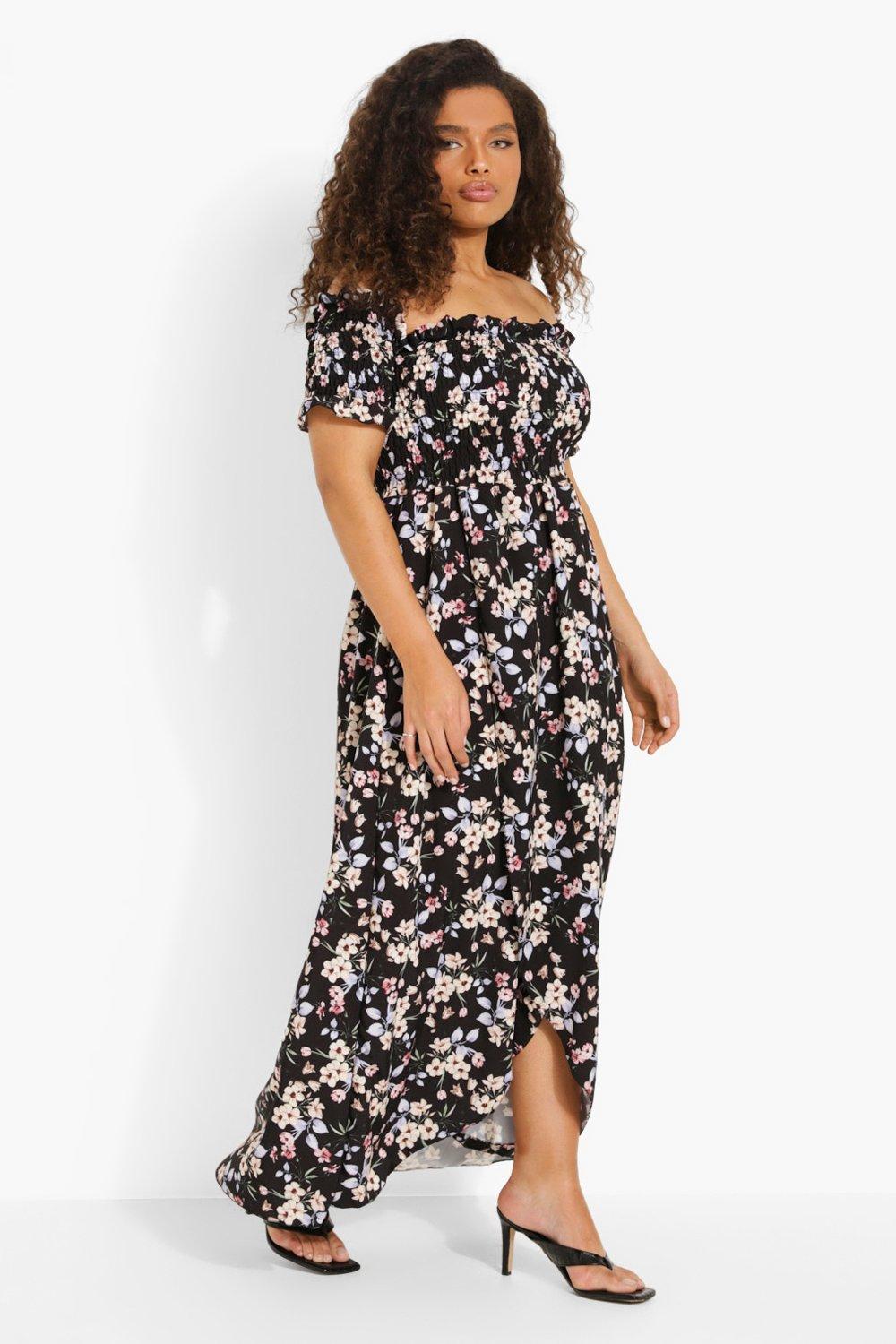 Plus Floral Off Shoulder Maxi Dress boohoo