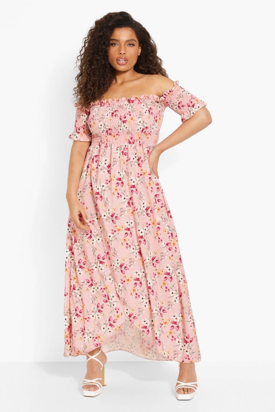 Pink Plus Floral Off Shoulder Maxi Dress image number 1