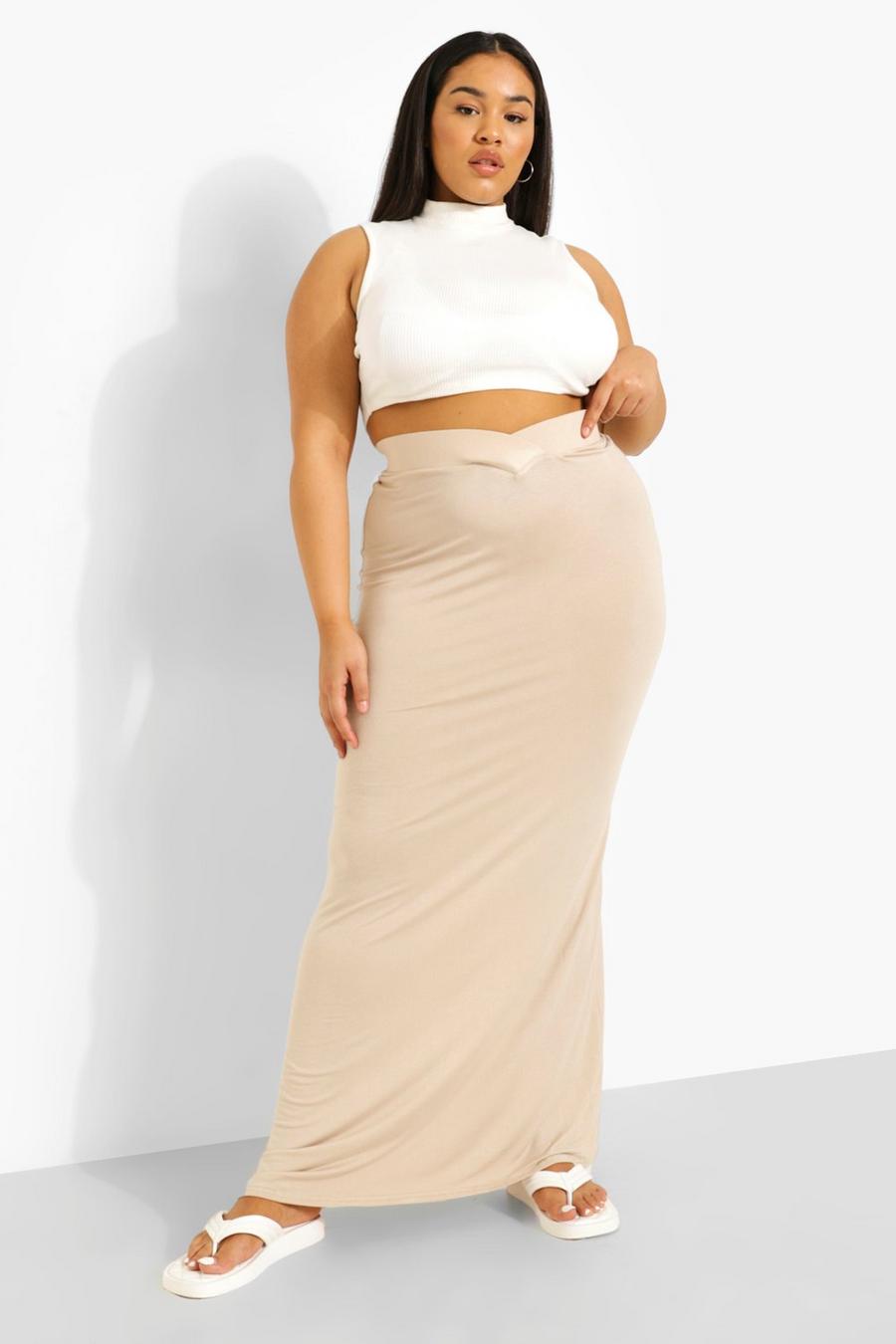 Stone Plus Jersey Maxi Rok Met V-Taille Band image number 1