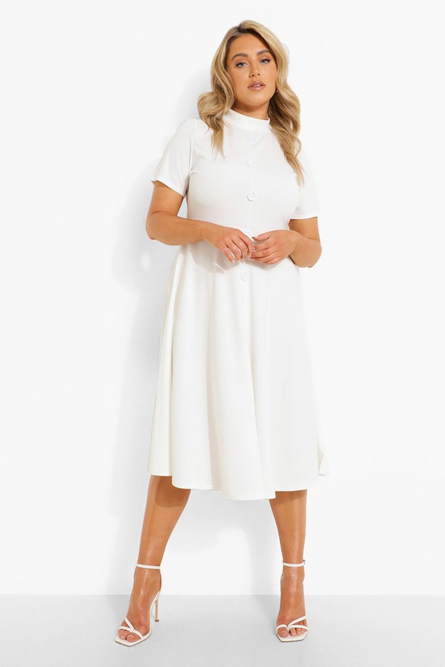 Ivory Plus Button Front Midi Dress image number 1