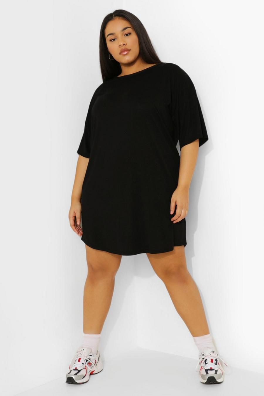 Black Plus Jersey Oversized T-shirt Dress image number 1