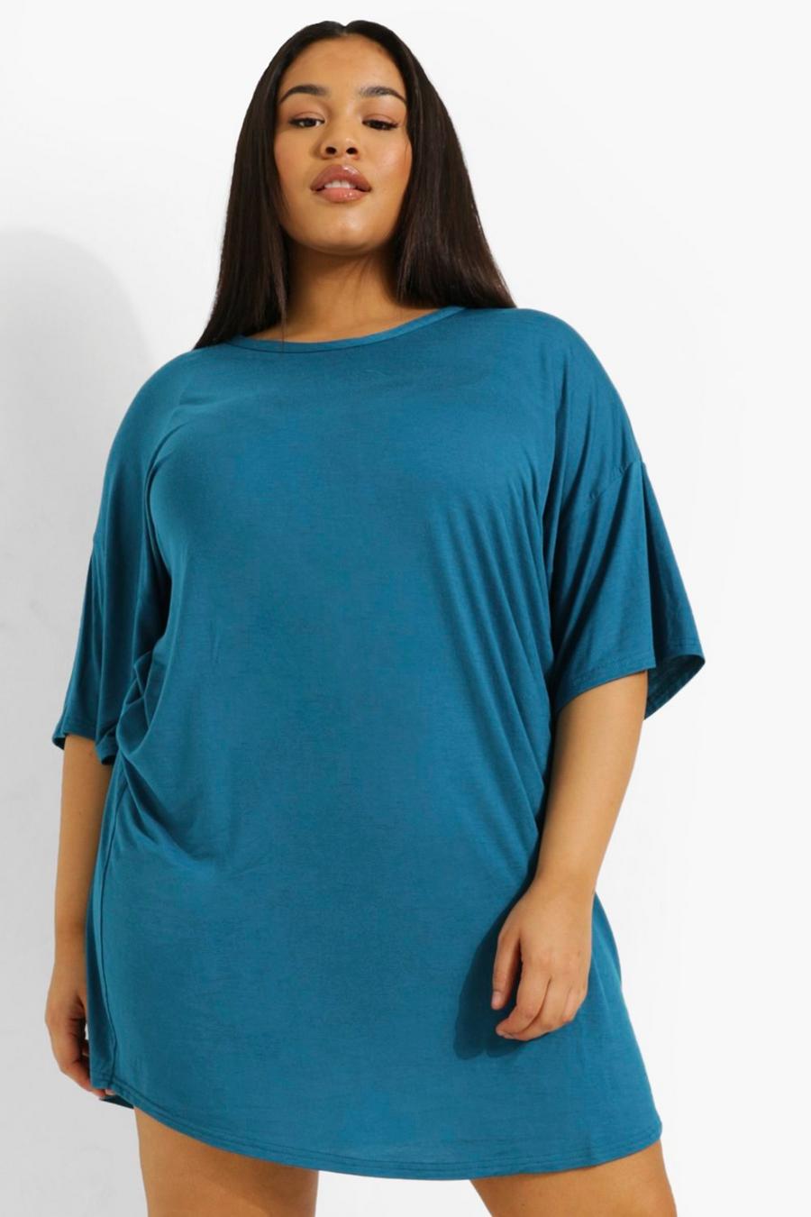 Teal Plus Jersey Oversized T-shirt Dress image number 1