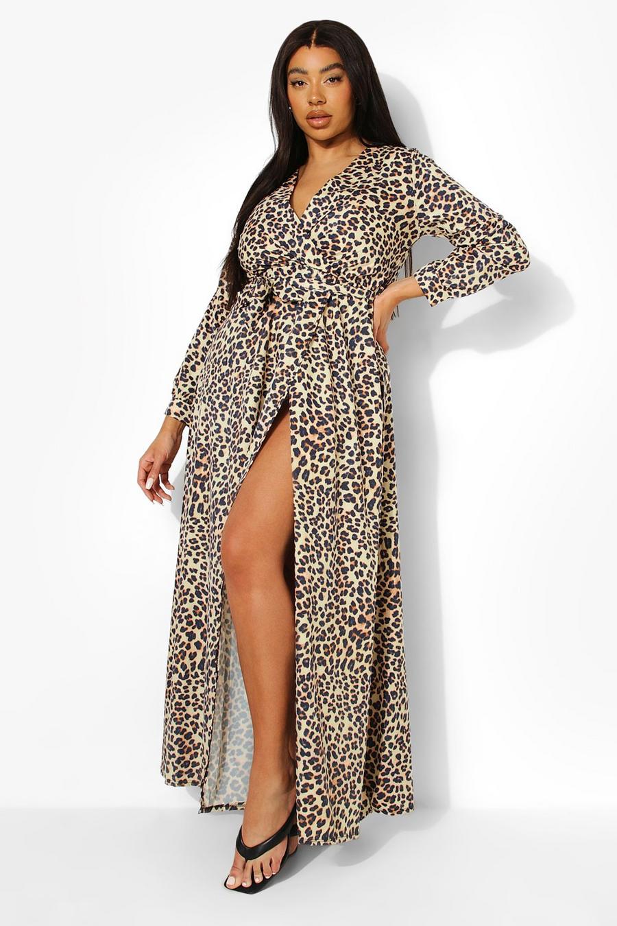 Vestido maxi con estampado de leopardo Plus image number 1