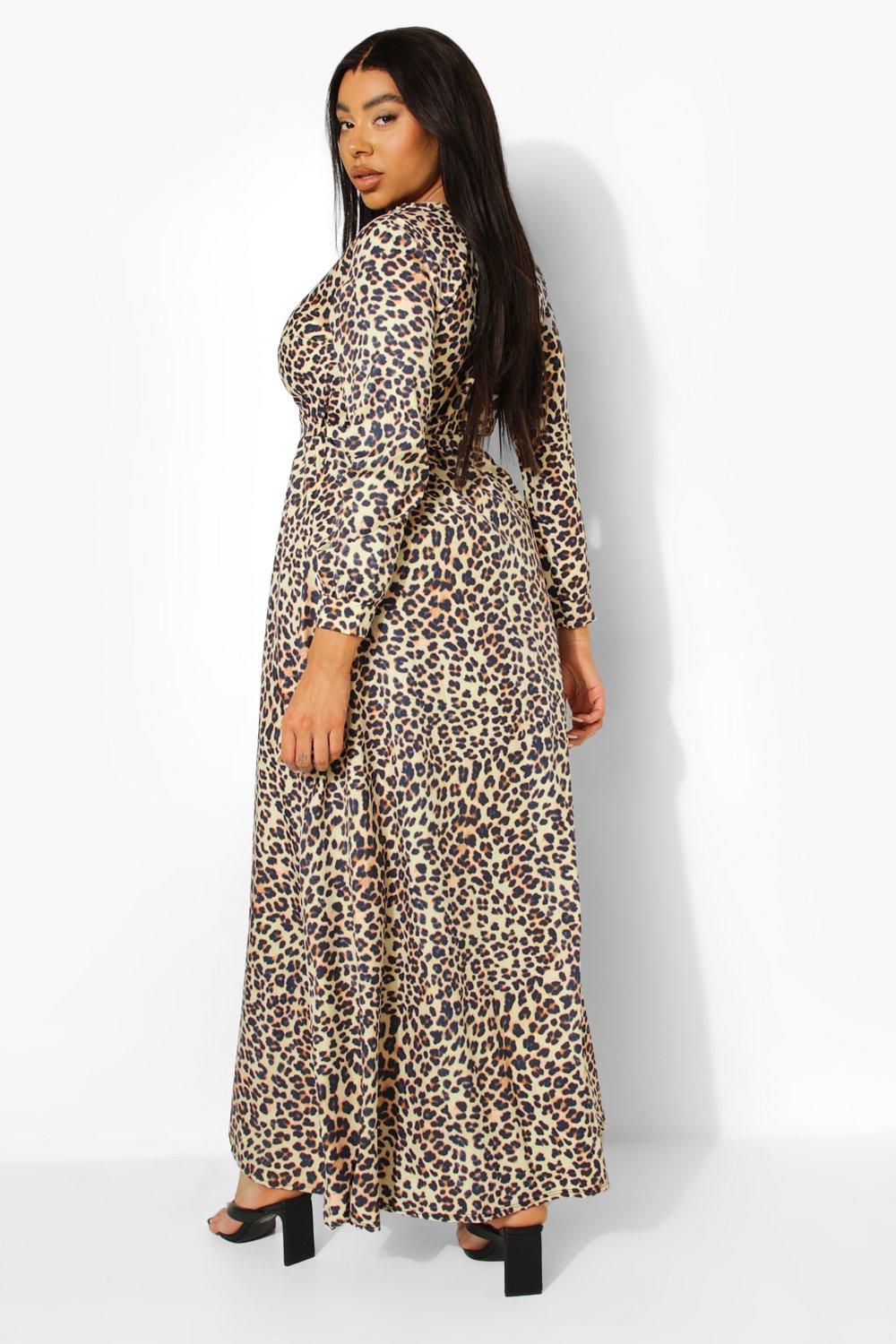 Boohoo leopard print maxi hot sale dress