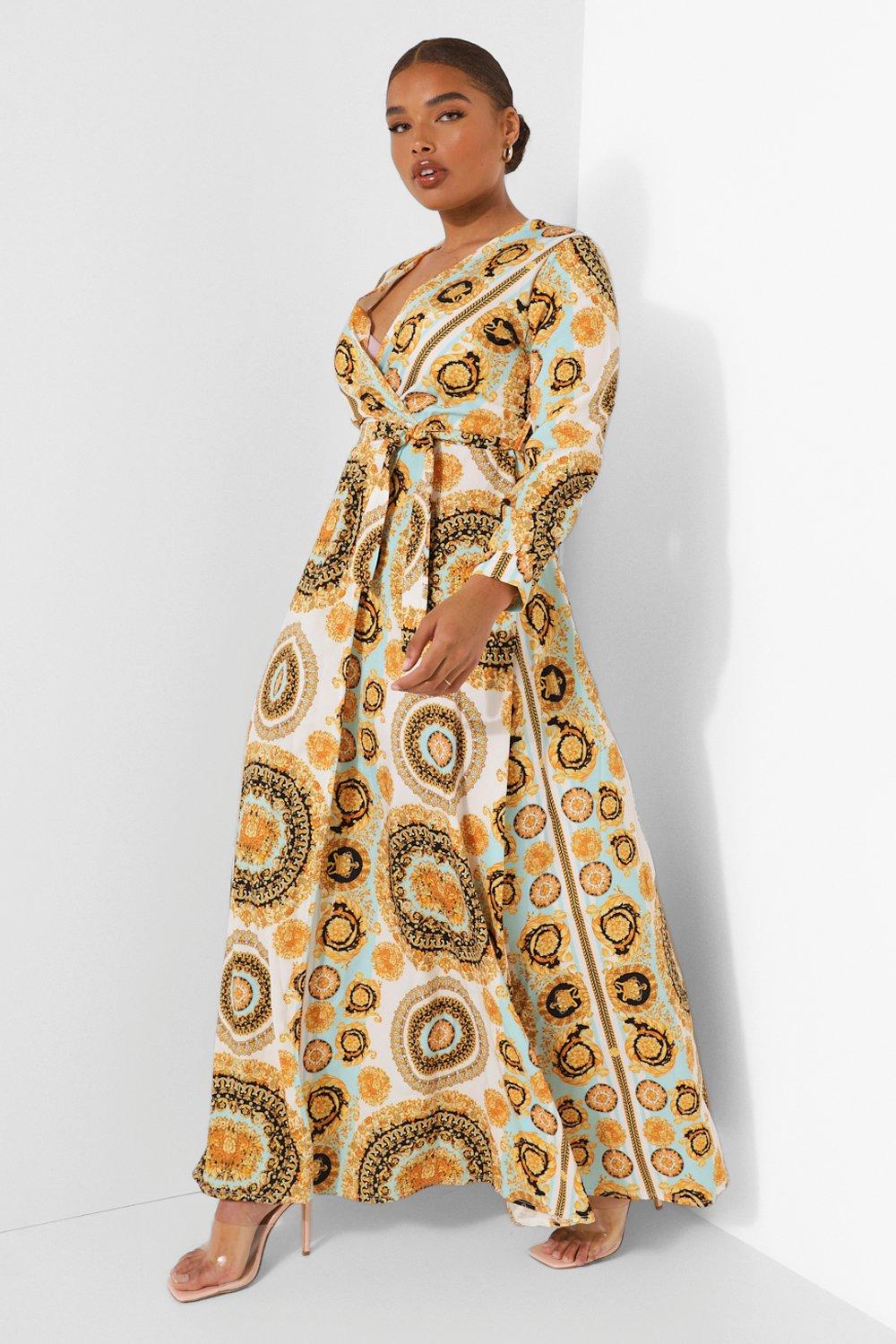 Plus chain print outlet maxi dress