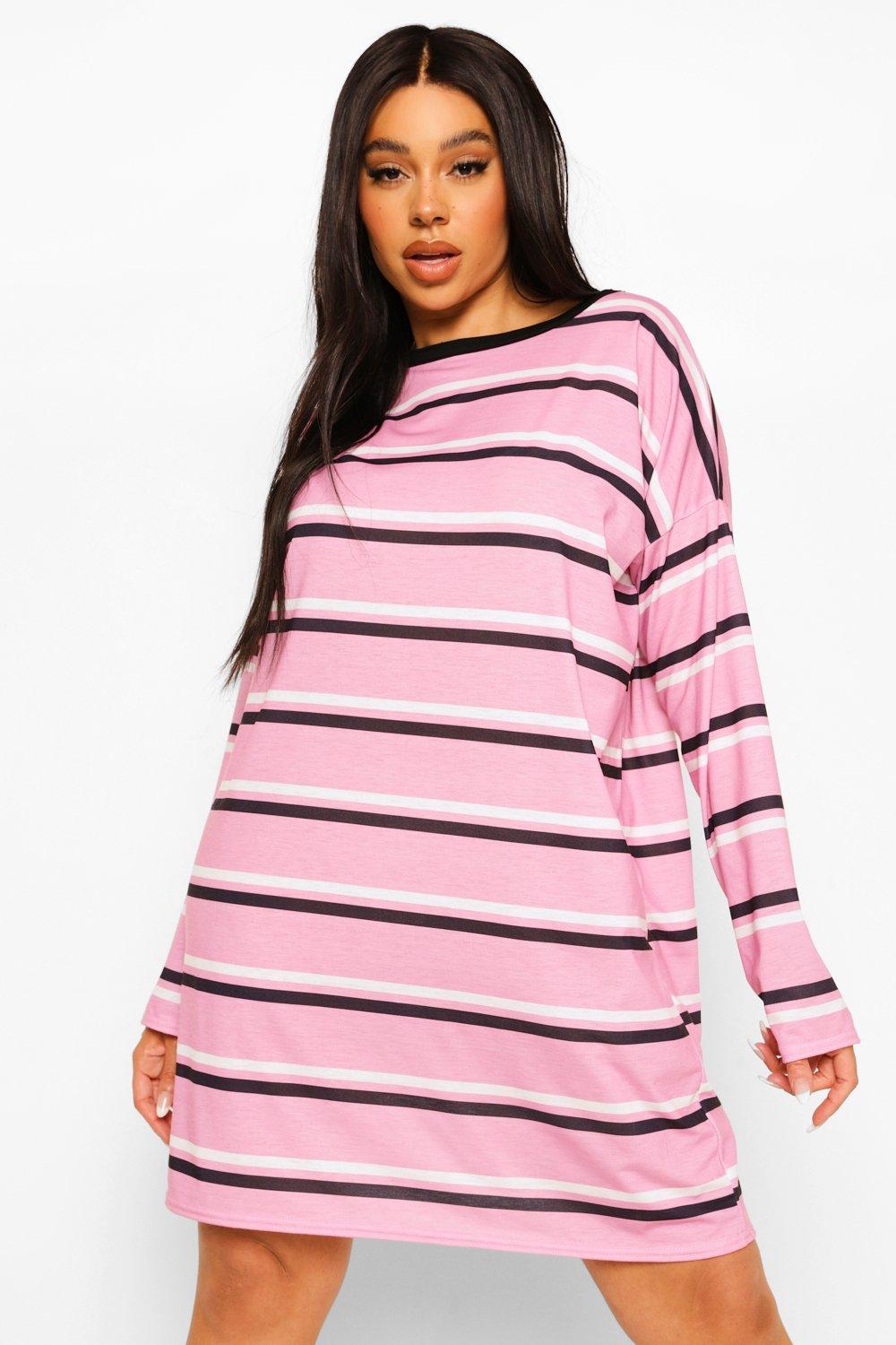 Pink long sleeve store t shirt dress