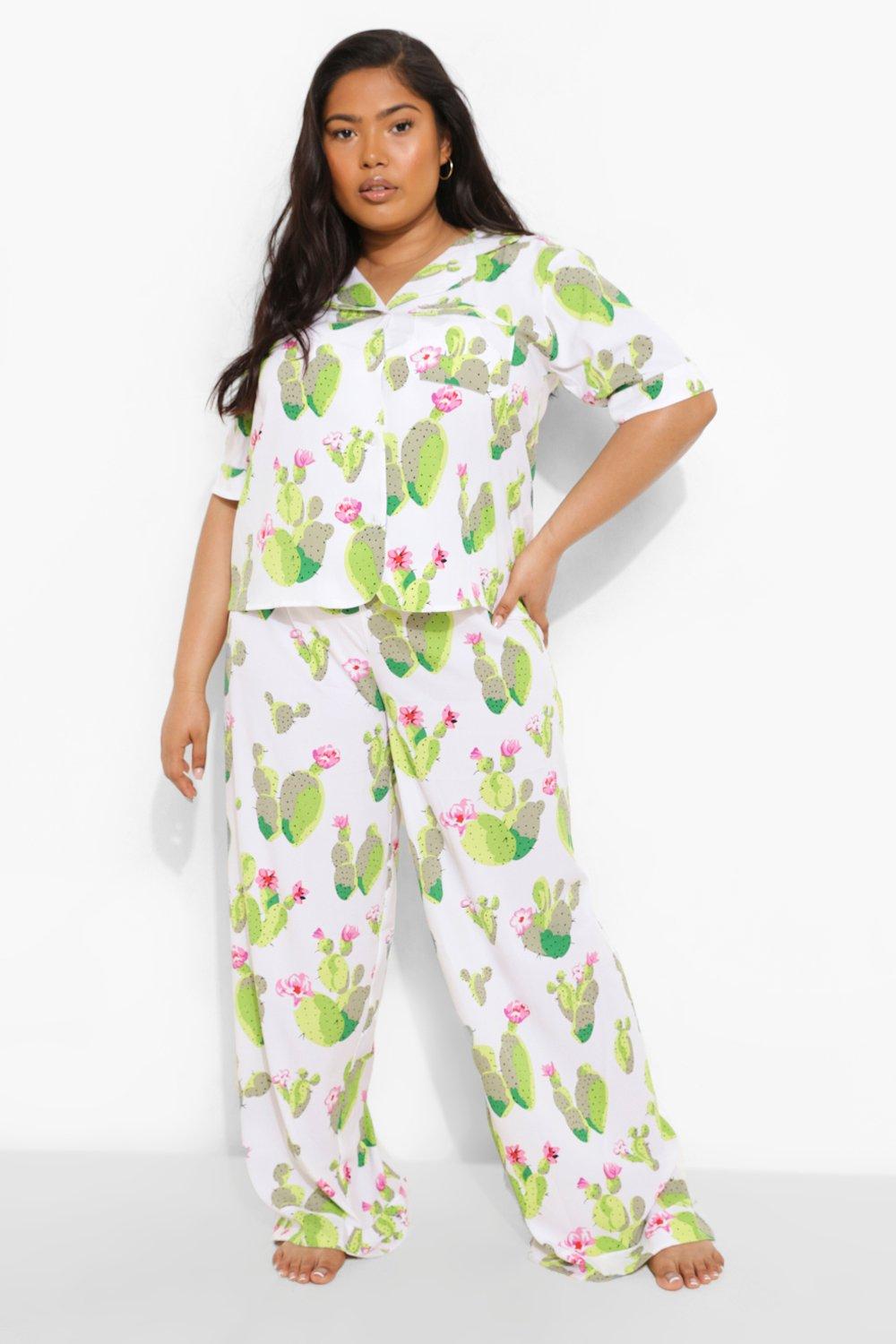 Cactus print best sale satin pajama set