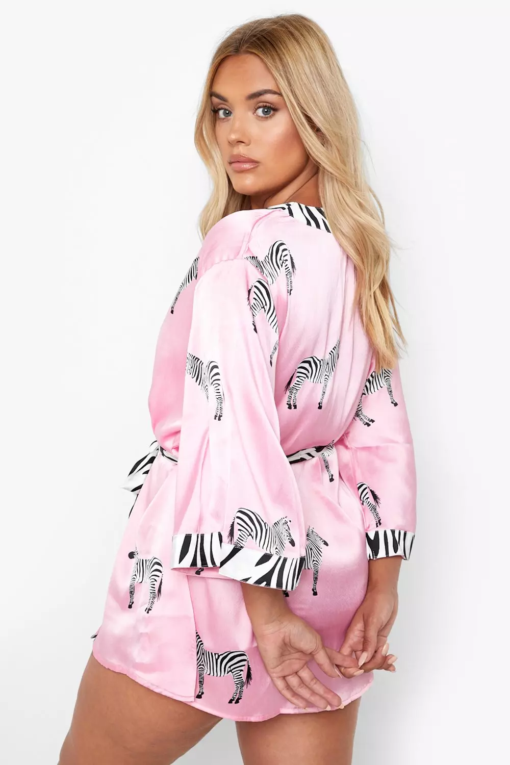 Pink Plus Satin Zebra Print Robe alternative image