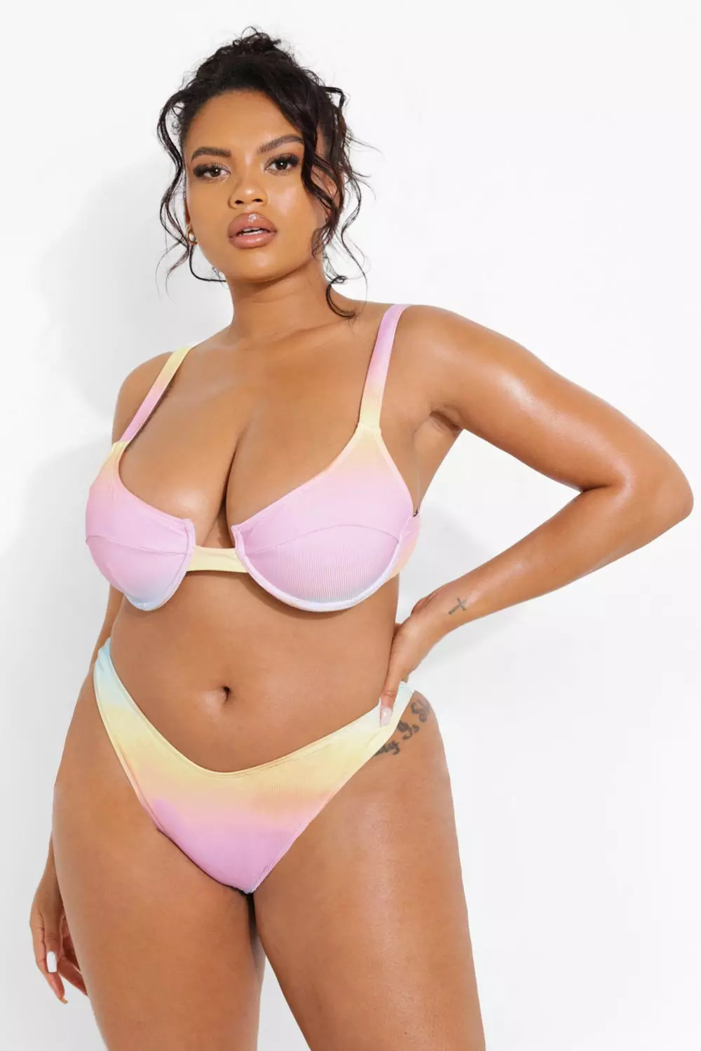 Plus Ombre Crinkle Mini Bikini Bottoms