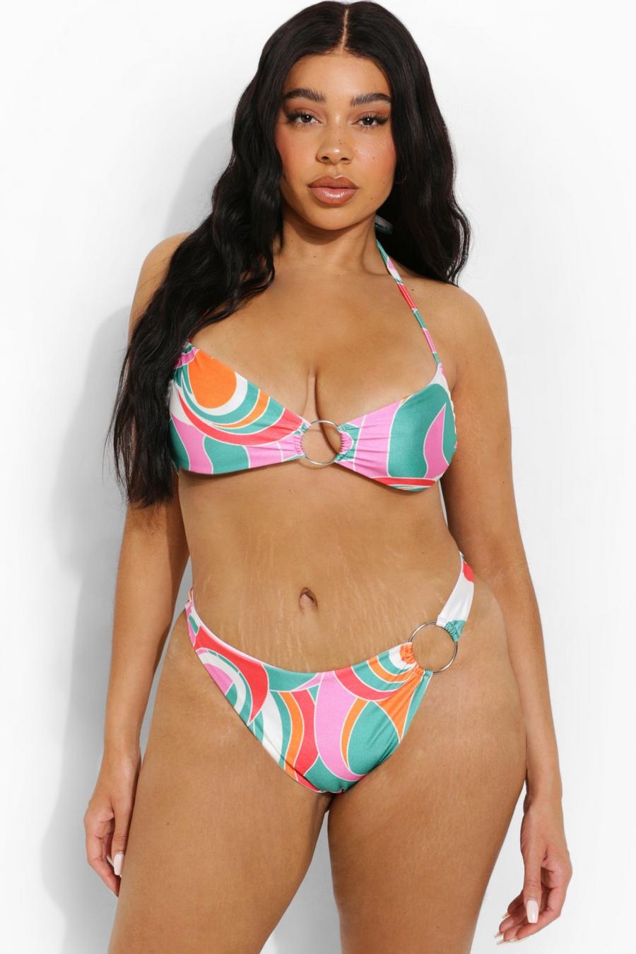 Braguitas de bikini estampadas con anilla redonda Plus, Multicolor image number 1