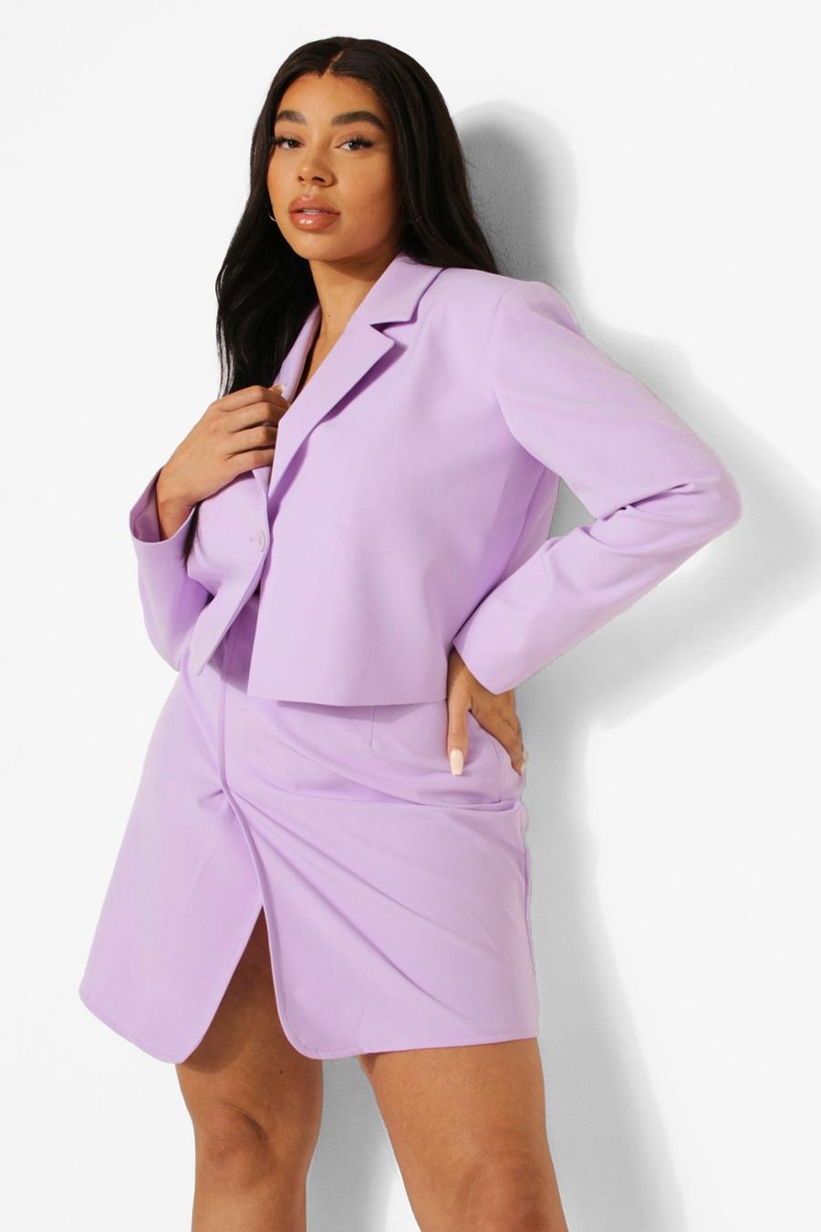 Lilac Plus - Premium Minikjol i kostymstil med omlott image number 1