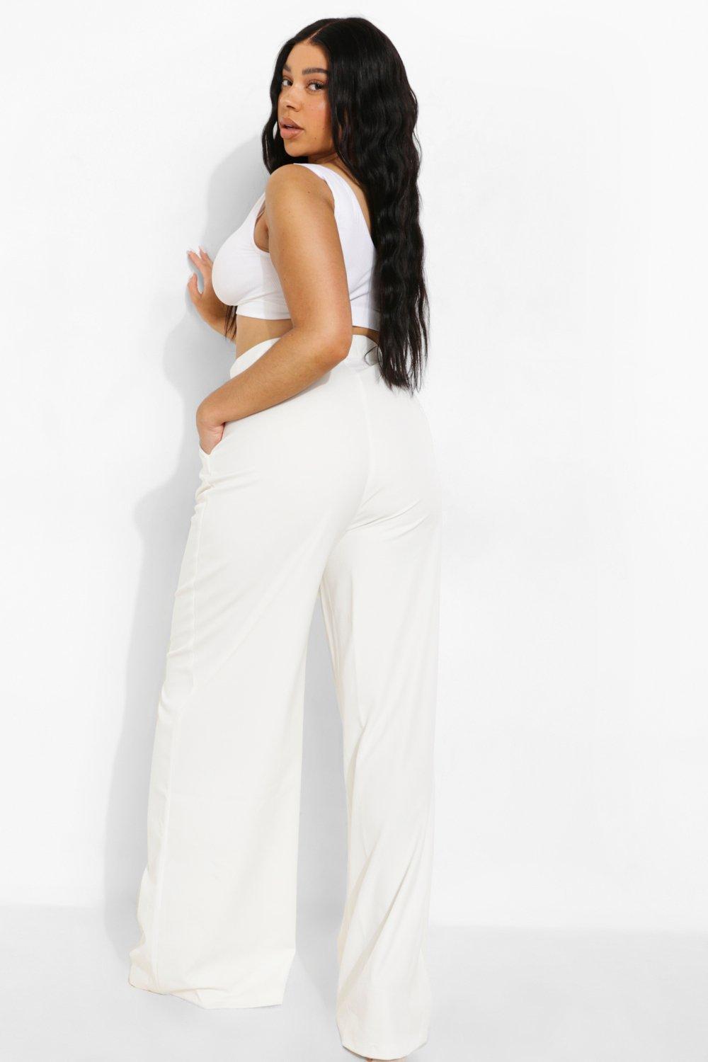 Plus size clearance white trousers uk