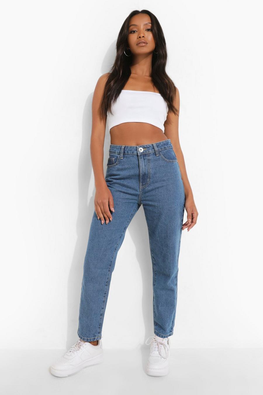 Mid blue Petite High Rise Mom Jeans