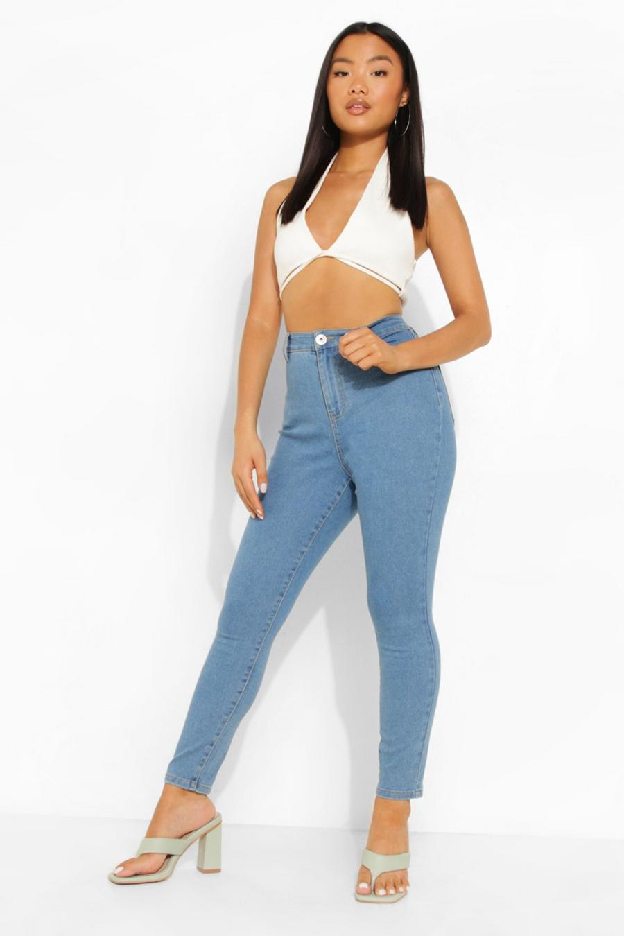 Mid blue Petite High Rise Disco Pants image number 1