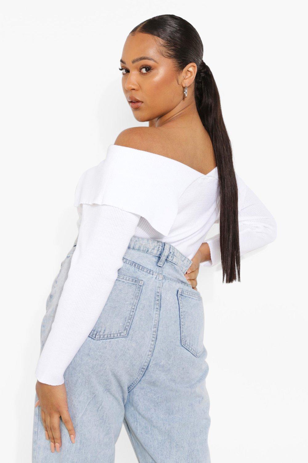 Boohoo white off the shoulder outlet top