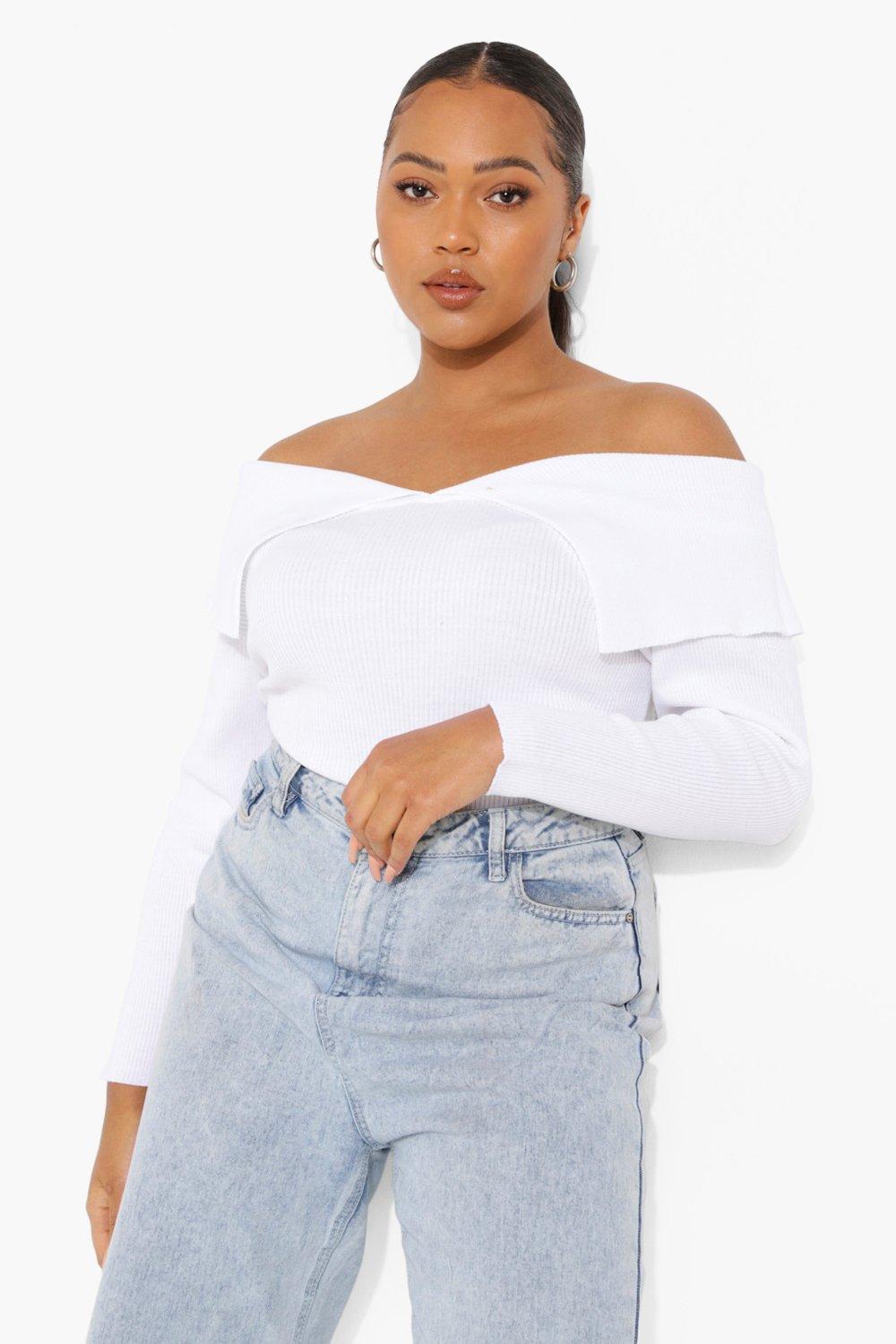 Plus size white off the store shoulder top