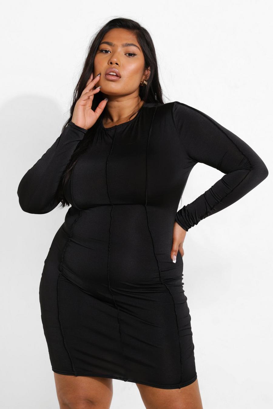 Grande taille - Robe à coutures apparentes, Black image number 1