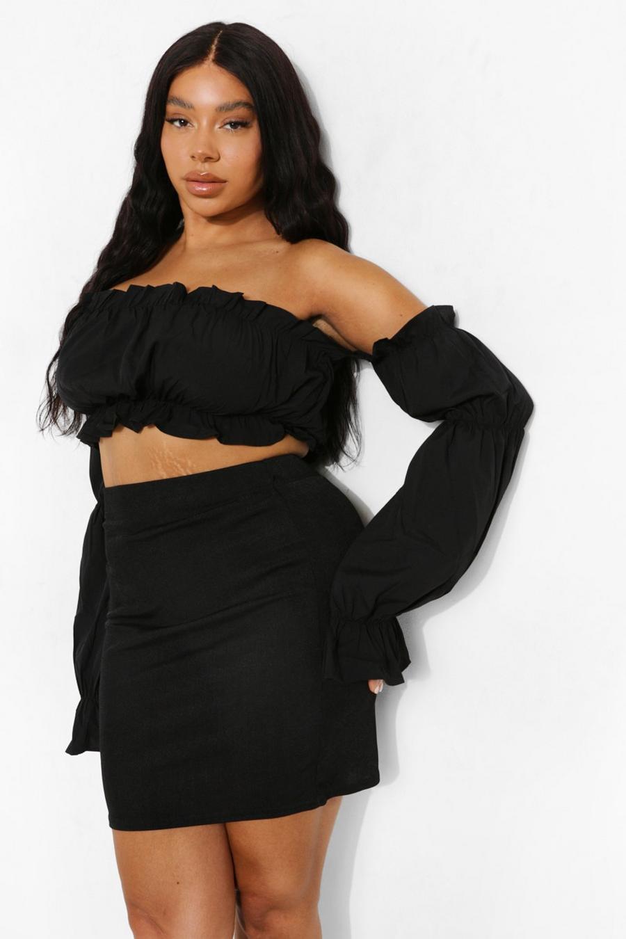 Black Plus - Ribbad kjol  image number 1