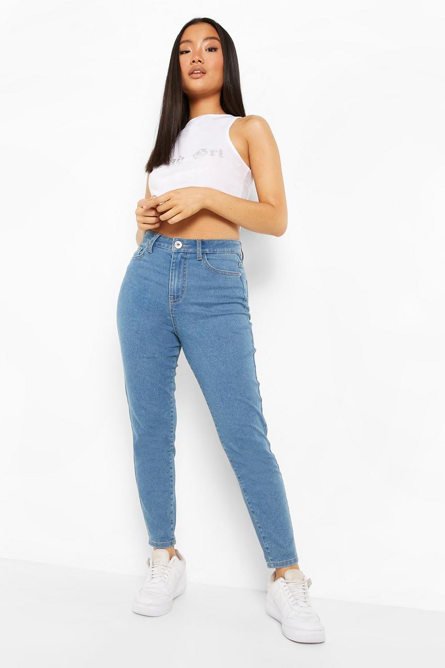 כחול ביניים סקיני ג'ינס high waist פטיט image number 1