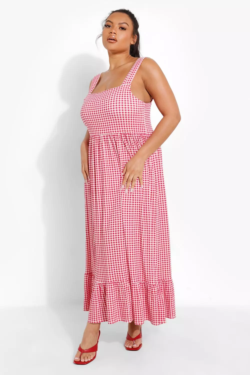 Red gingham hot sale dress plus size