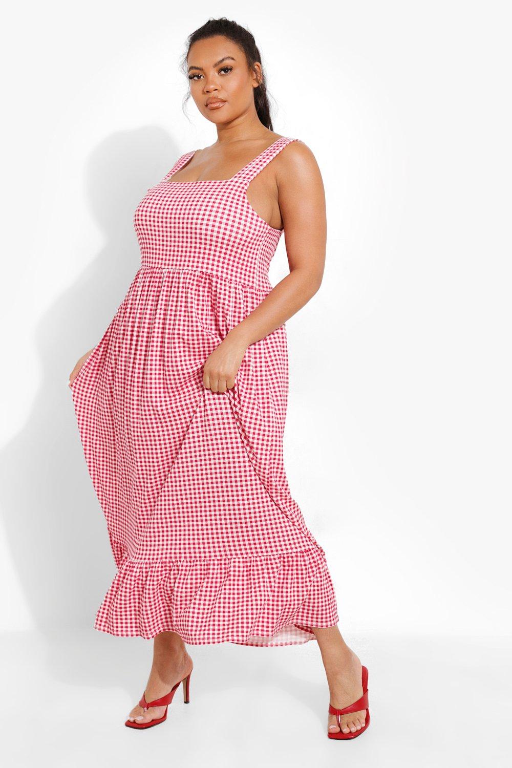 plus size pink gingham dress