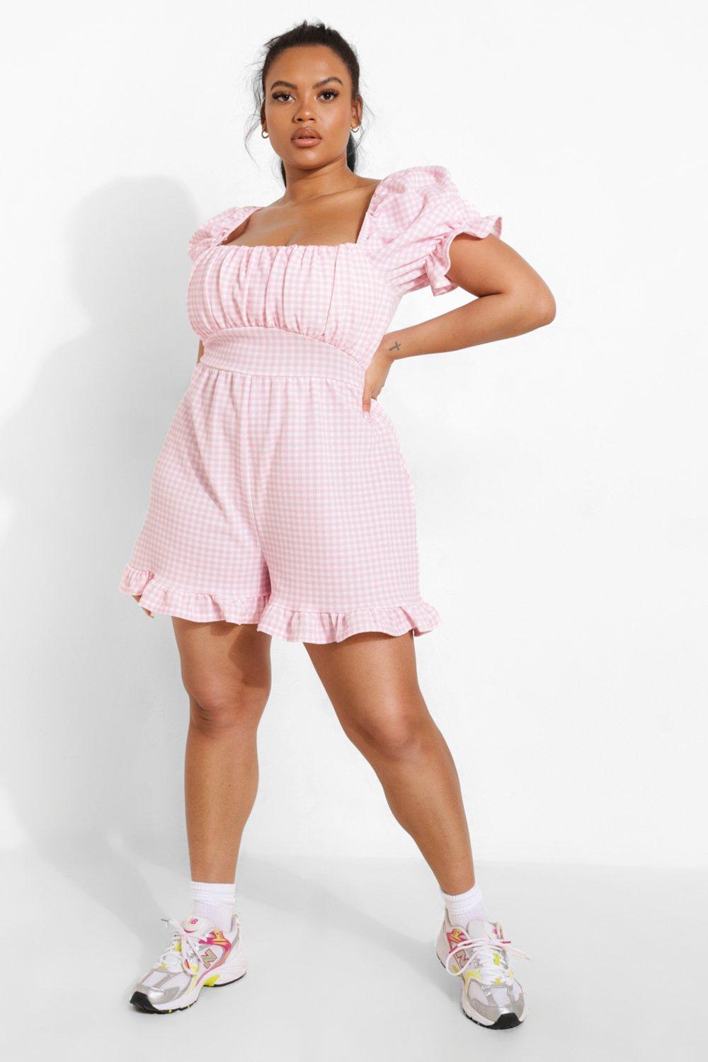 pink playsuit boohoo