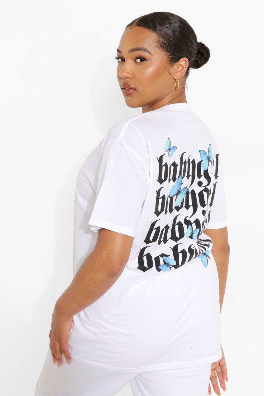 Plus T-Shirt mit „Babygirl Butterfly“-Print, Weiß image number 1