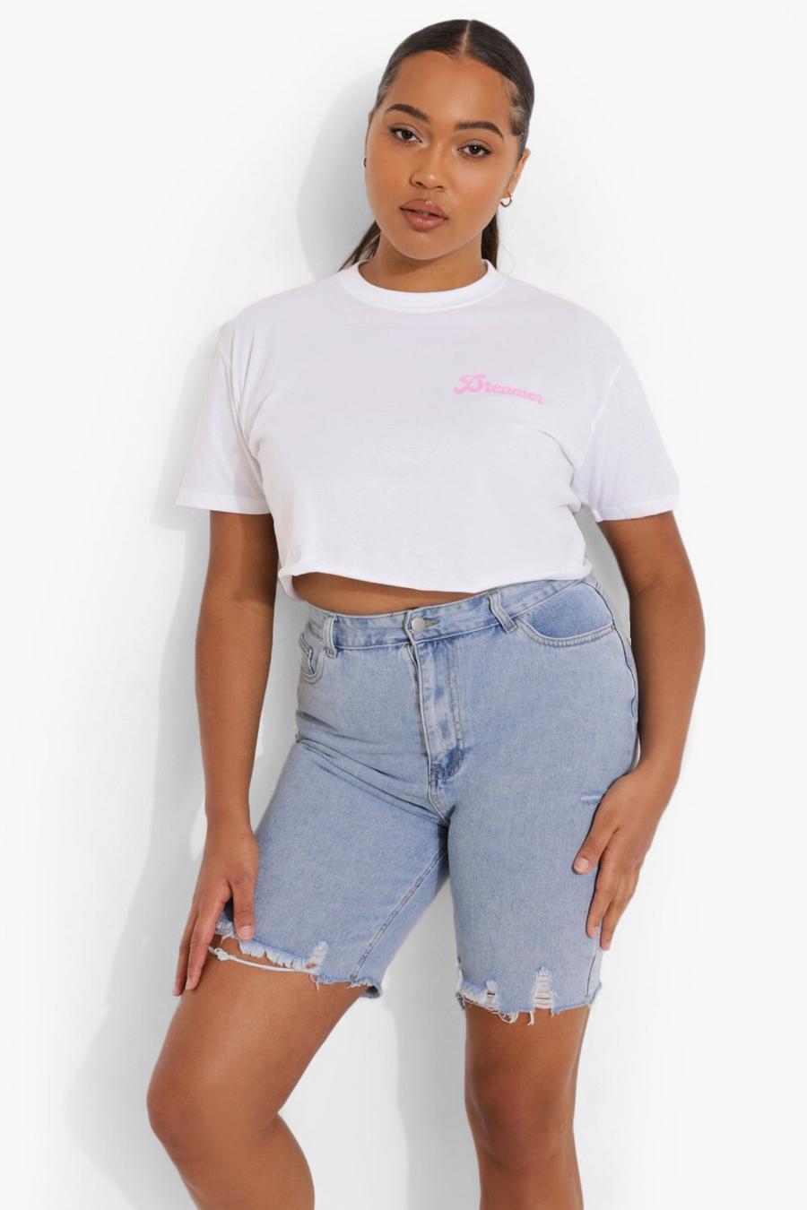 White Plus Dreamer Print Cropped T-shirt image number 1