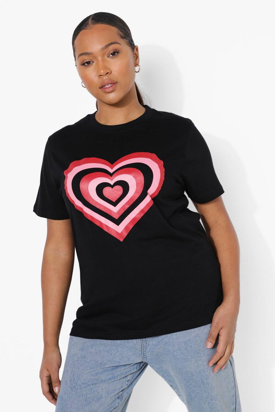 Black Plus Heart Graphic T-shirt image number 1