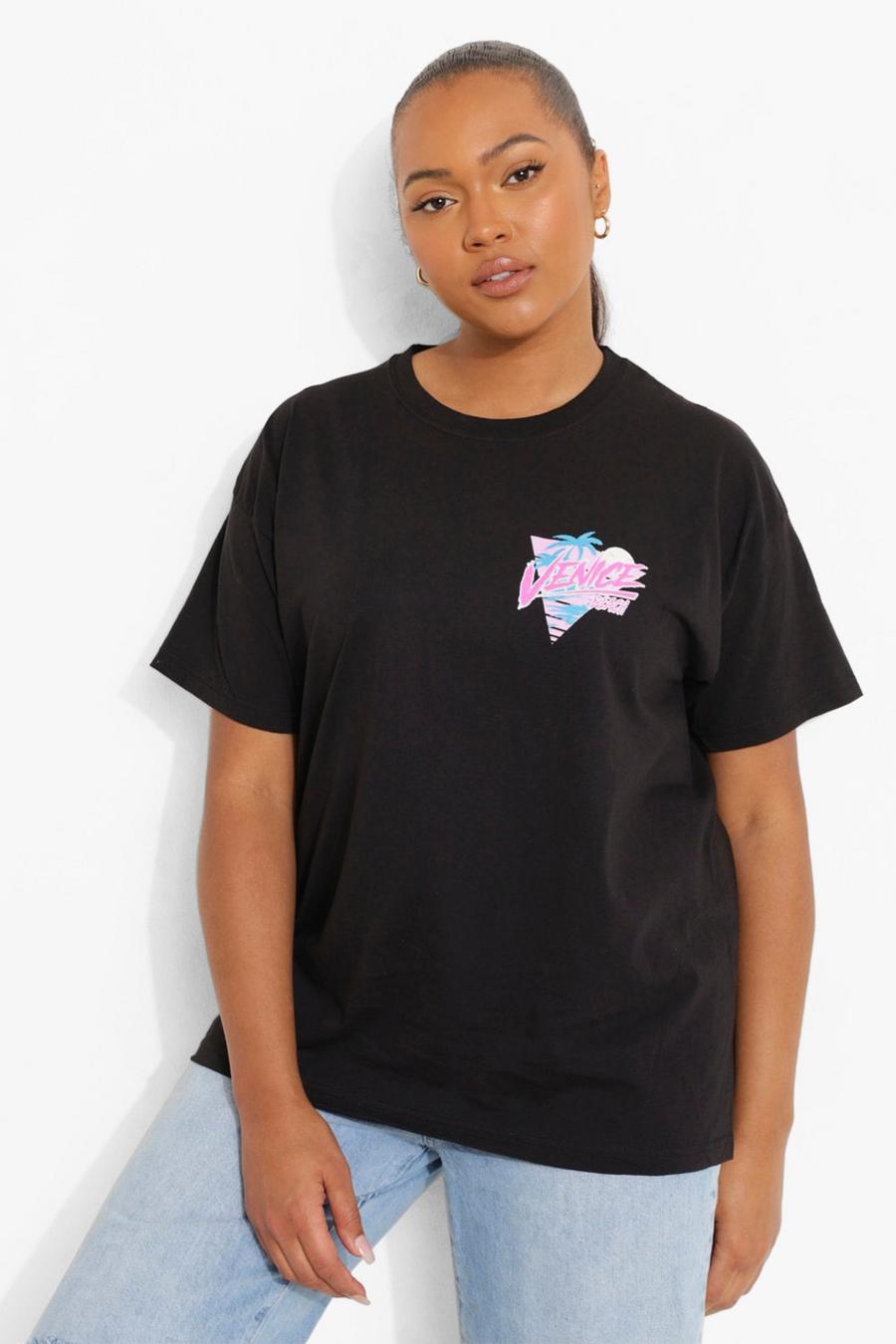 Camiseta con estampado gráfico “Venice” Plus, Negro image number 1