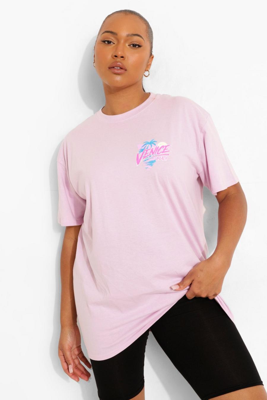 Camiseta con estampado gráfico “Venice” Plus, Lila image number 1