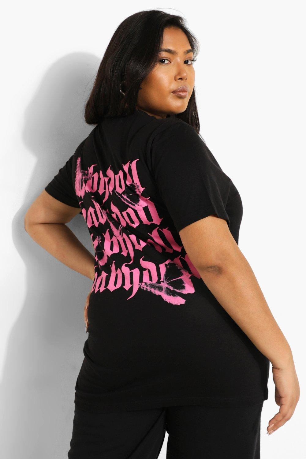 Plus Babydoll Back Print T shirt boohoo DK