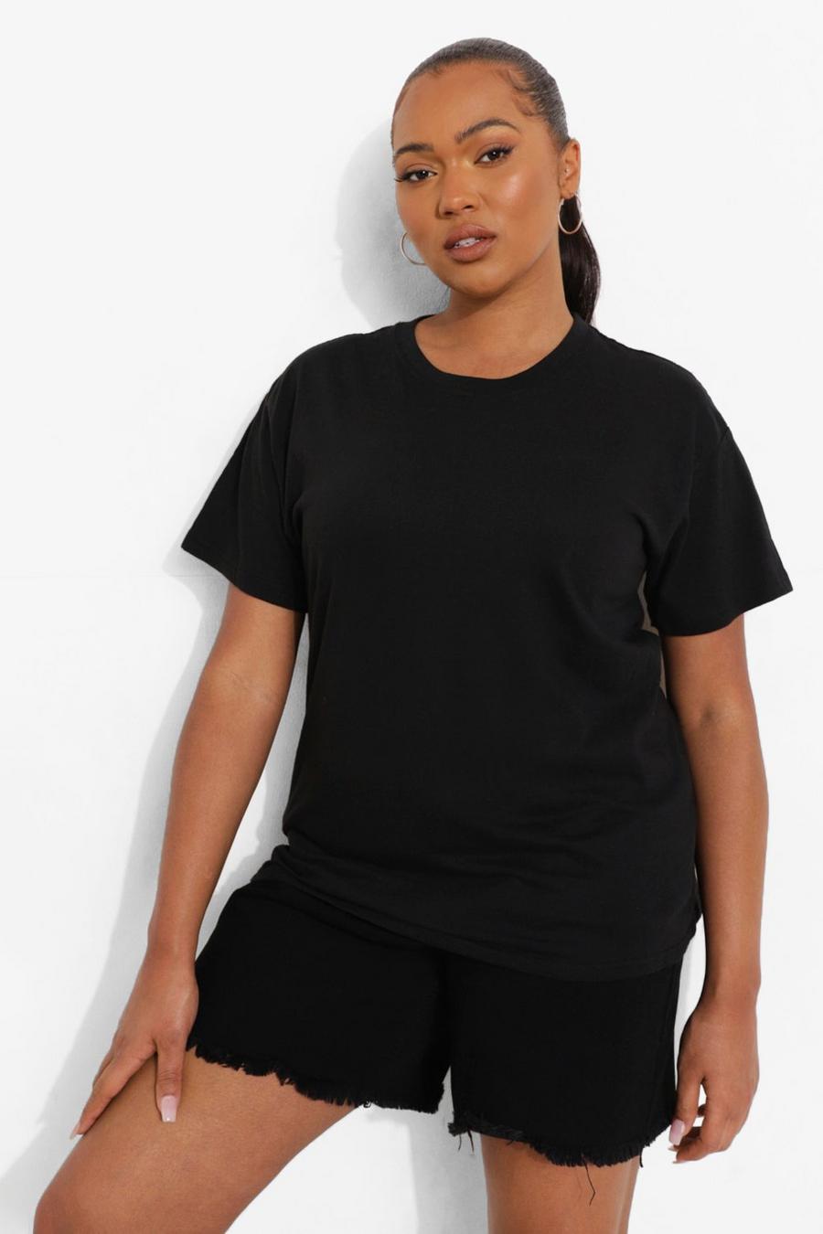 Black Plus Oversized T-Shirt Met Rugopdruk image number 1