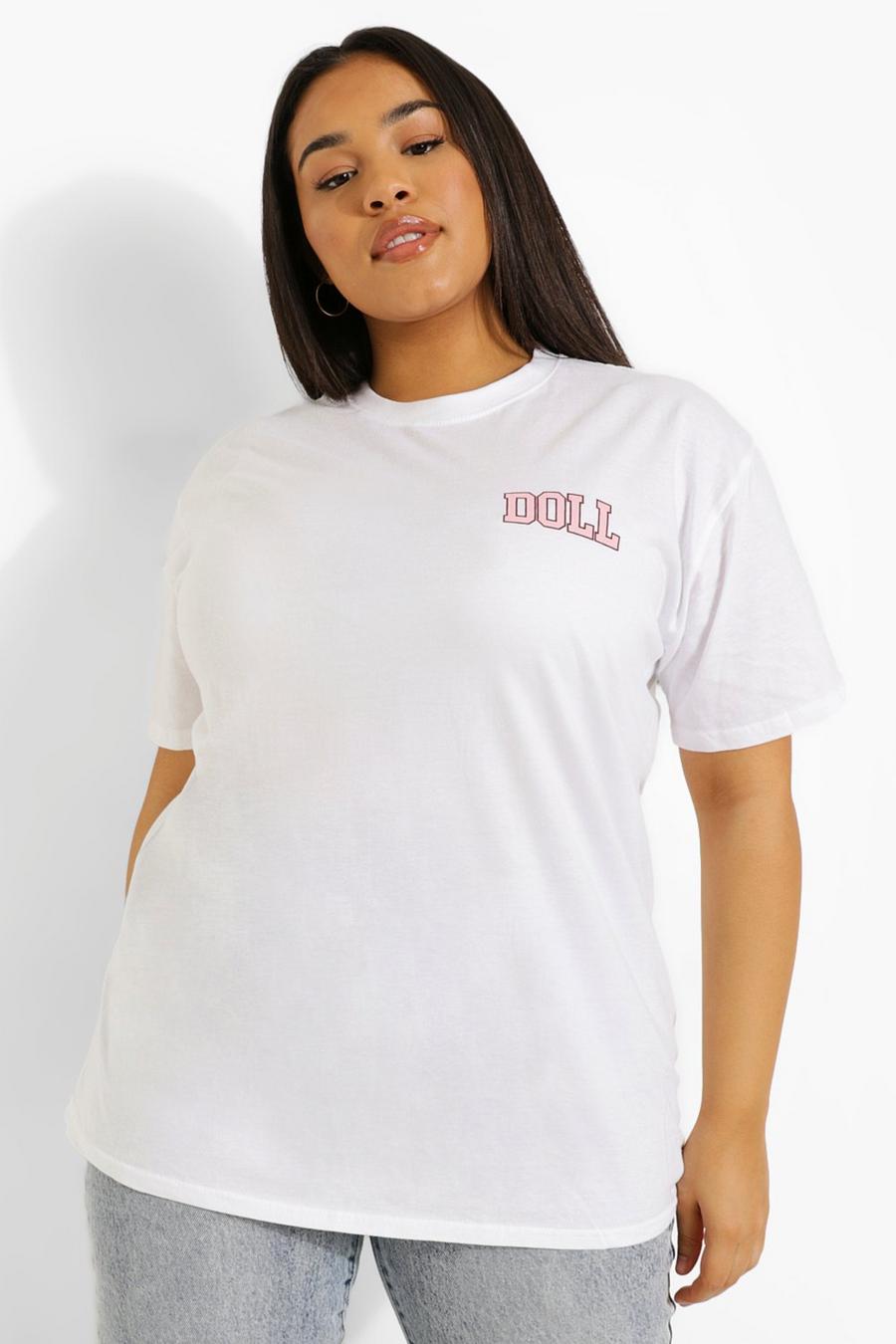 White Black Plus Oversized Slogan Print T-Shirt image number 1