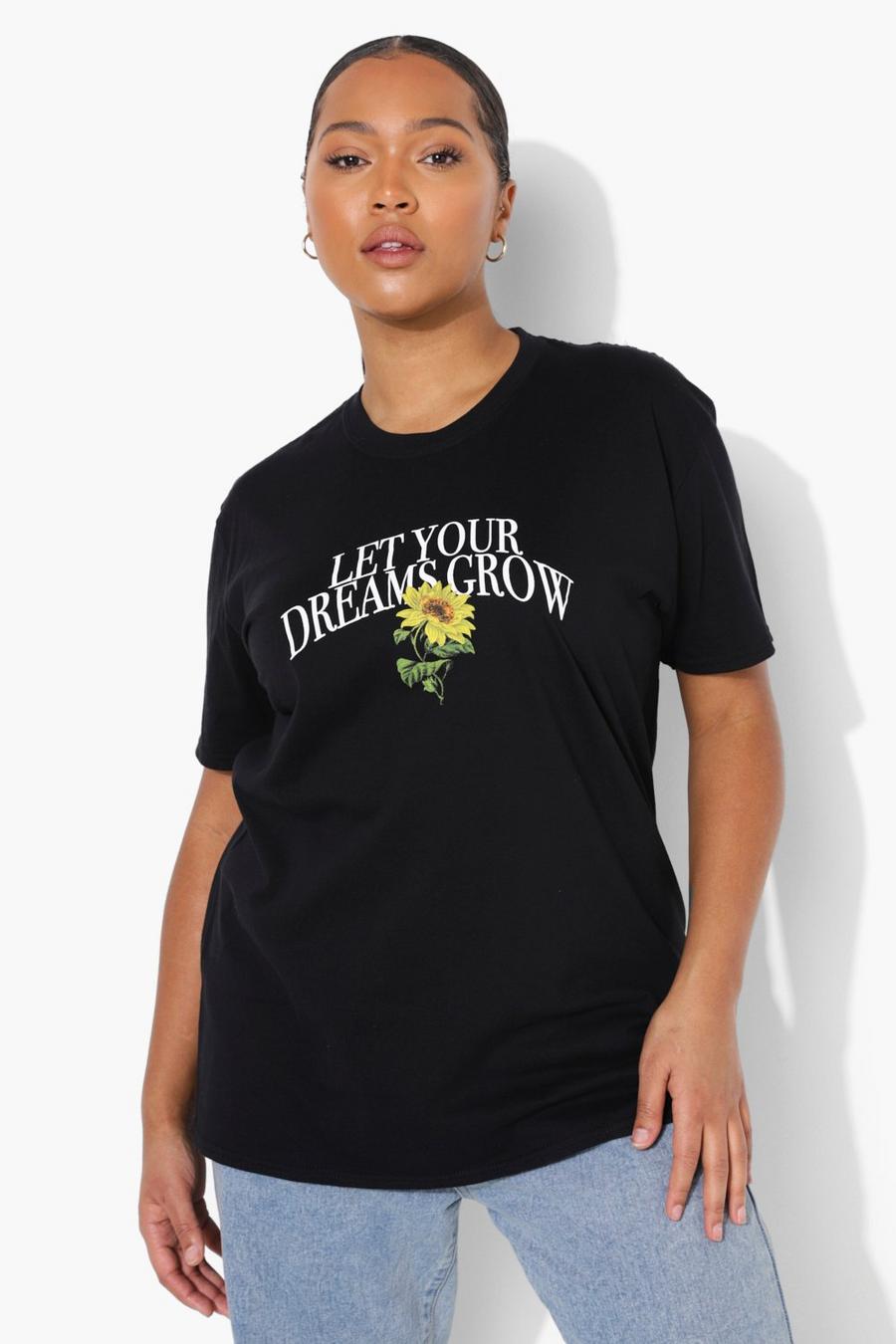 Plus T-Shirt mit „Let Your Dreams Grow“-Print image number 1
