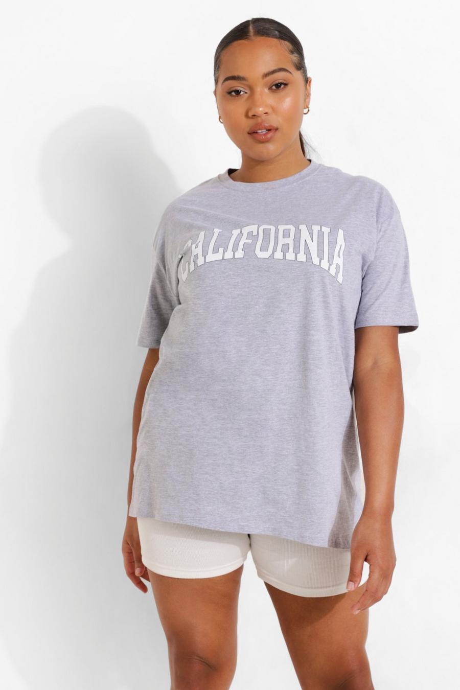 Grey Plus California T-shirt med slogan image number 1