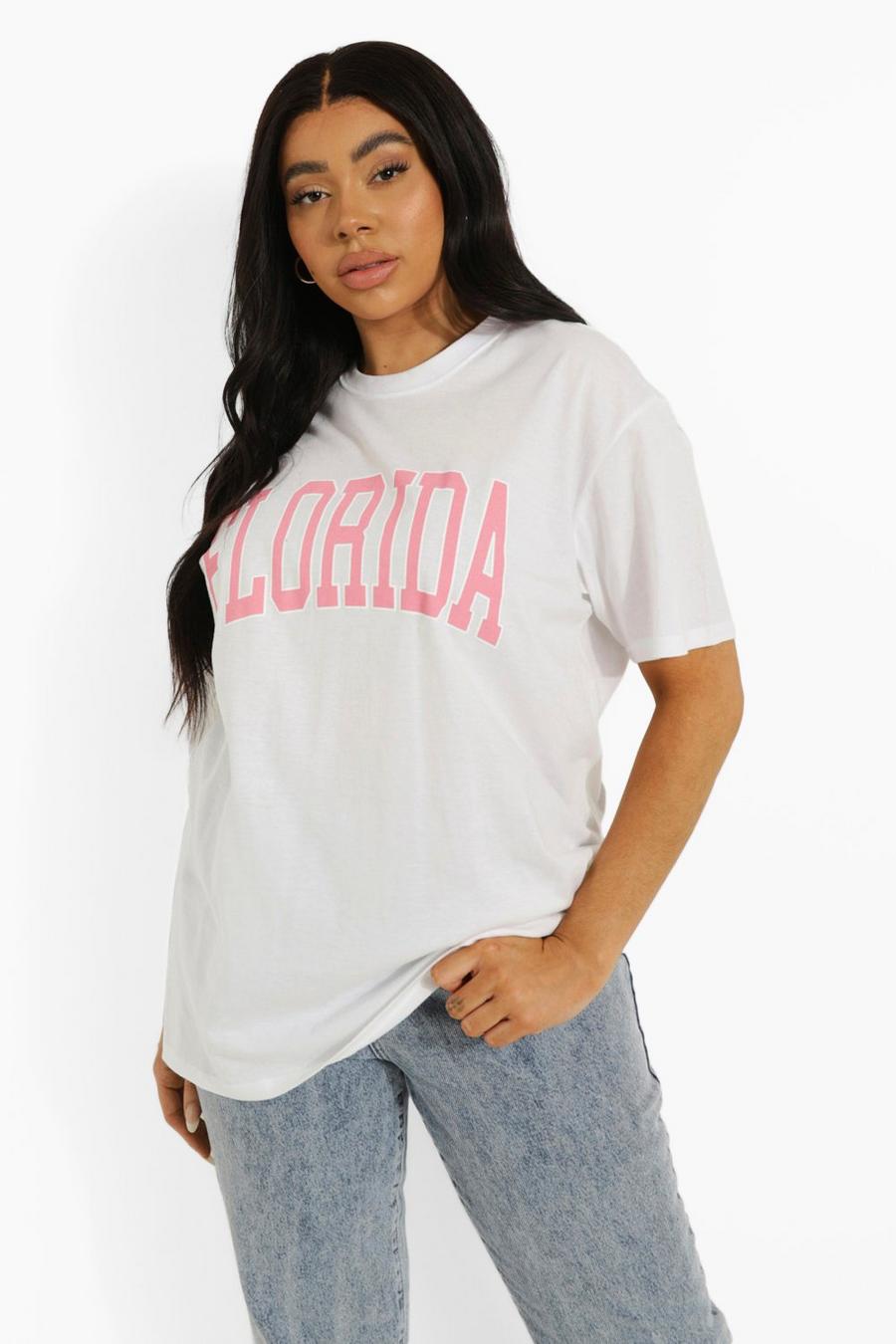 T-shirt Plus Size con slogan Florida, Bianco image number 1