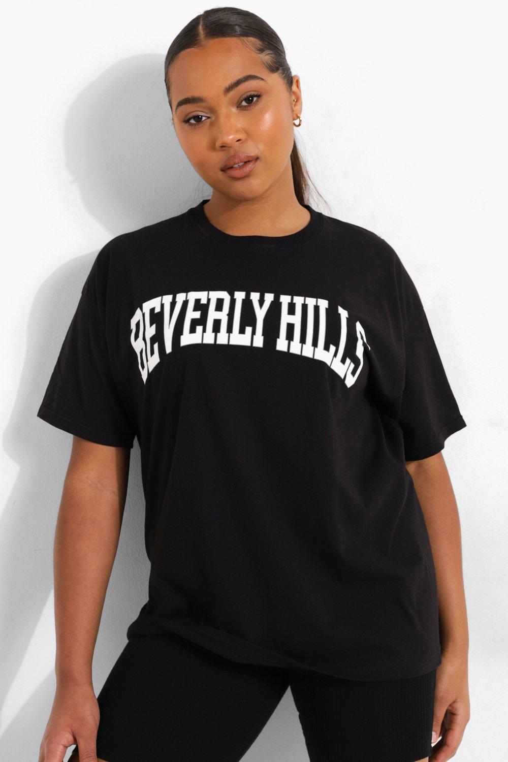 Plus Beverly Hills Slogan T shirt boohoo