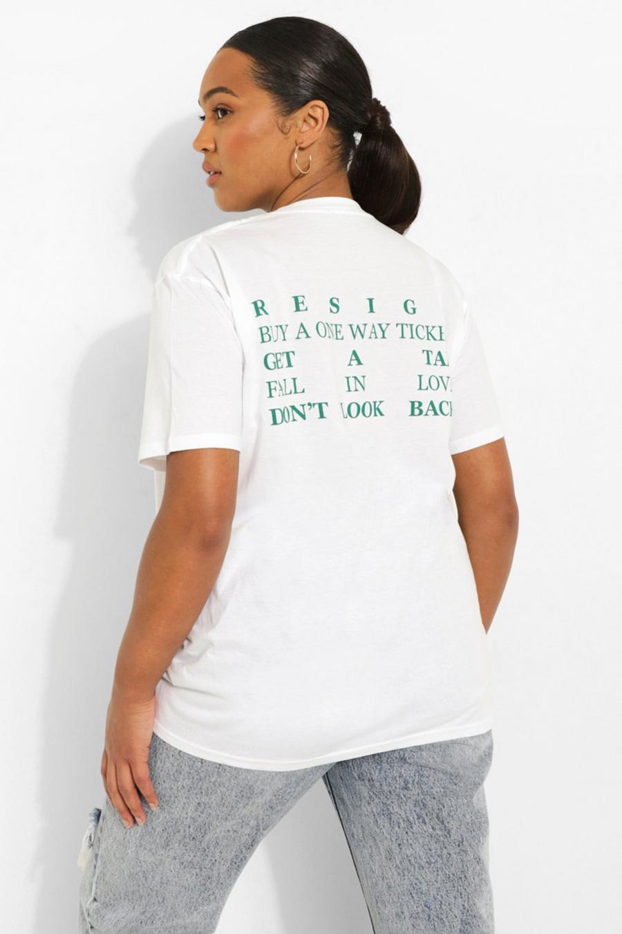 Plus T-Shirt mit Grafik-Print im Rücken, Weiß image number 1