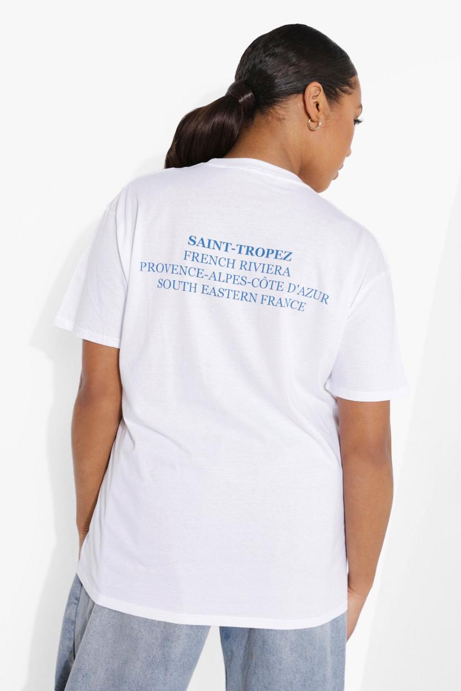 Plus T-Shirt mit Slogan „Saint Tropez“, Weiß image number 1
